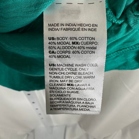 Chico's Cotton Slub Puff Sleeve Tee Bright Green 2 US L Summer Closet Staple‎ - Picture 5 of 8